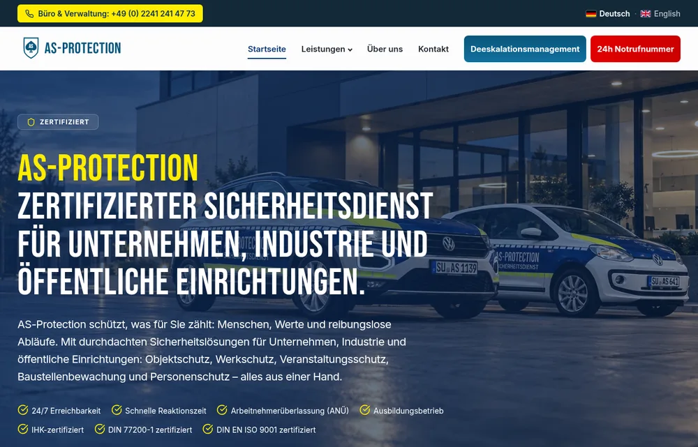Screenshot der Website AS-Protection (as-protection.de)