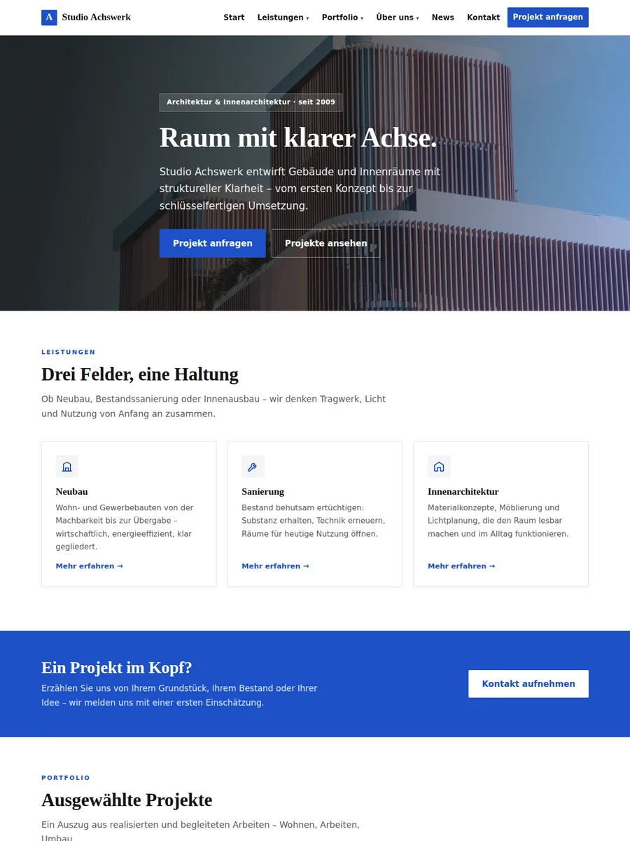 Startseiten-Vorschau: Architektur-Mehrseiter