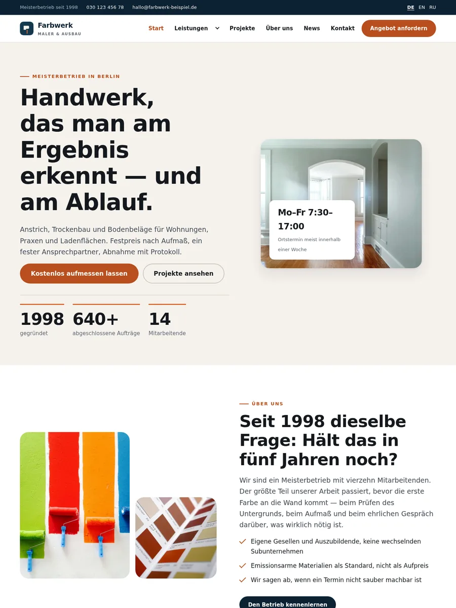 Startseiten-Vorschau: Maler-Lackierer-Farbwerk-Mehrseiter